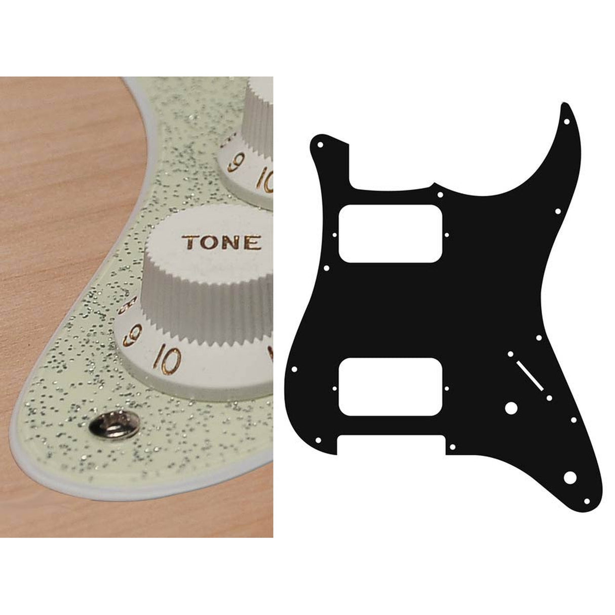 Boston ST-232-SCH pickguard, Stallion, HH, 2 pot holes, 3-5 switch, 2 ply, sparkling champagne