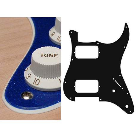 Boston ST-232-SBU pickguard, Stallion, HH, 2 pot holes, 3-5 switch, 2 ply, sparkling blue