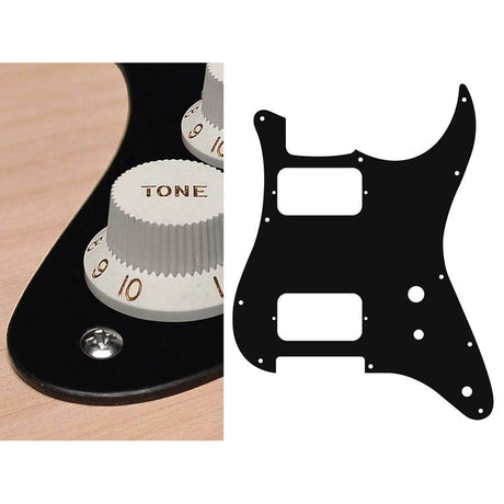 Boston ST-131-BM pickguard, Stallion, HH, 2 pot holes, toggle switch, 1 ply, black matt