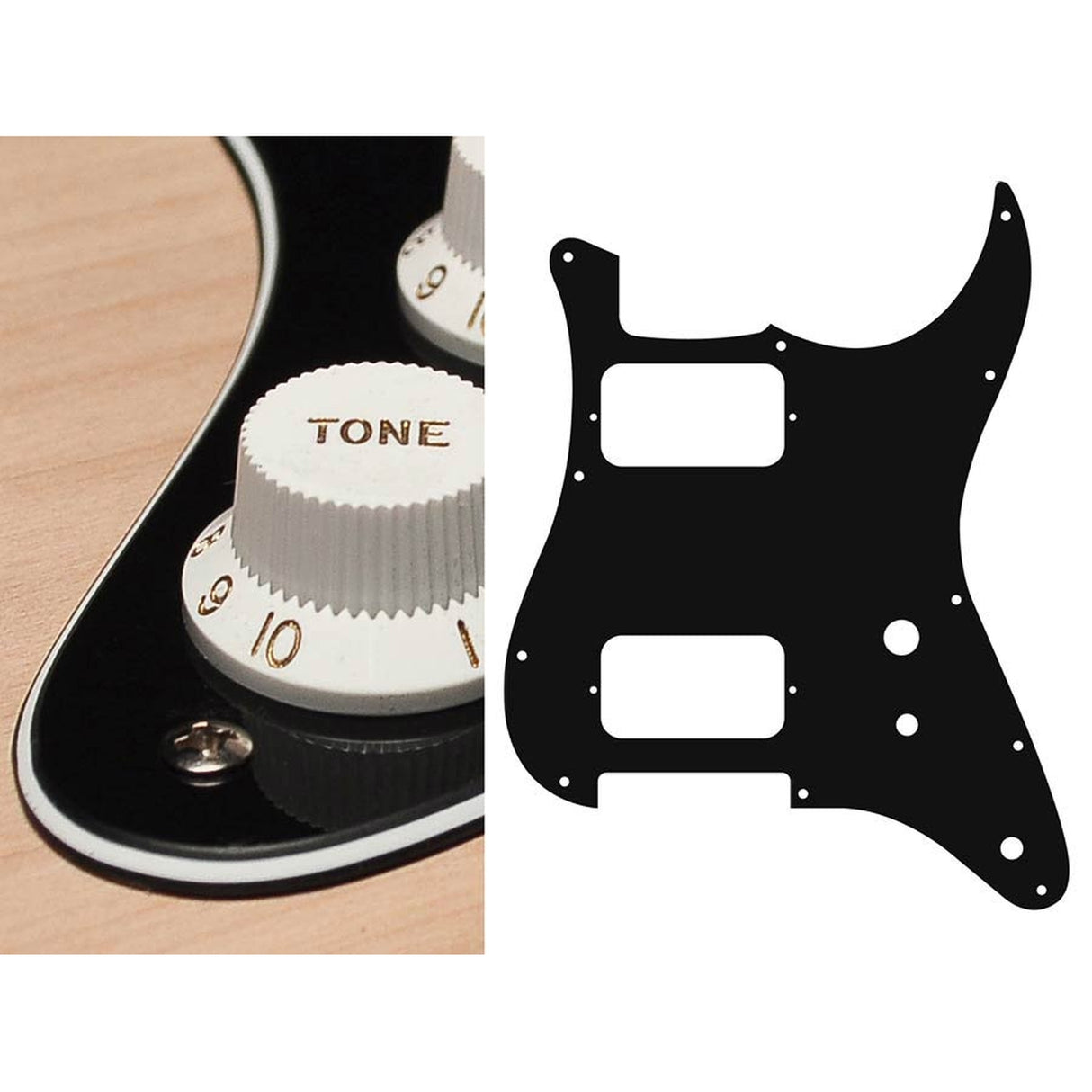 Boston ST-331-B pickguard, Stallion, HH, 2 pot holes, toggle switch, 3 ply, black