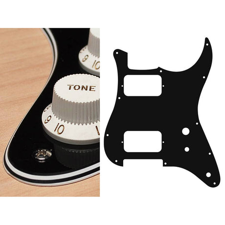 Boston ST-431-B pickguard, Stallion, HH, 2 pot holes, toggle switch, 4 ply, black