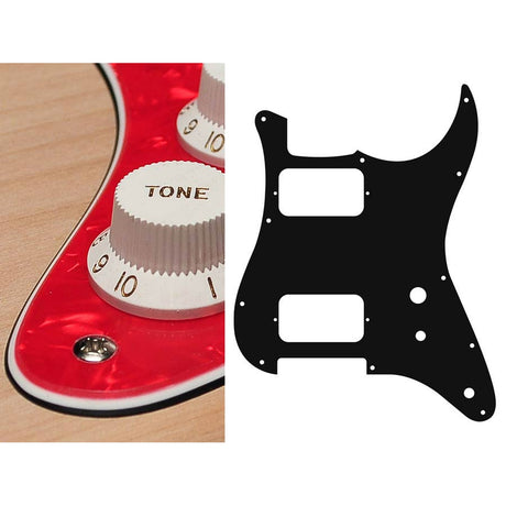 Boston ST-331-PR pickguard, Stallion, HH, 2 pot holes, toggle switch, 3 ply, pearl red