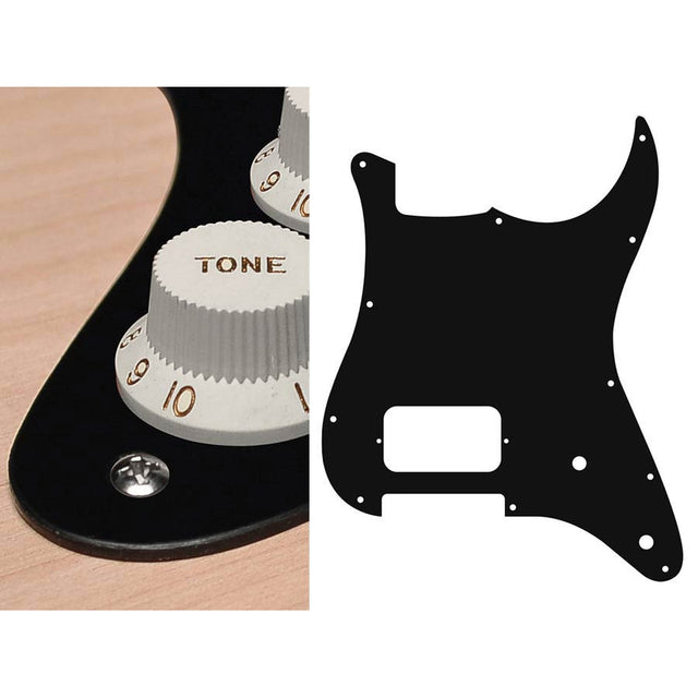 Boston ST-144-BM pickguard, Stallion, H, 2 pot holes, 1 ply, black matt