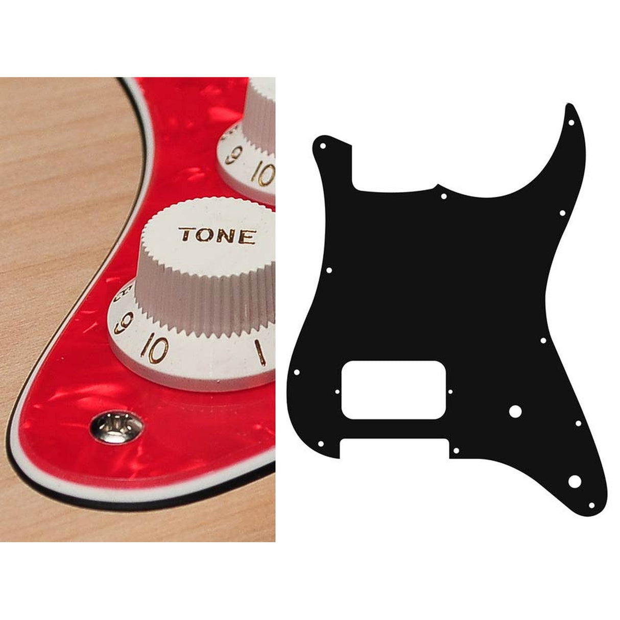 Boston ST-344-PR pickguard, Stallion, H, 2 pot holes, 3 ply, pearl red