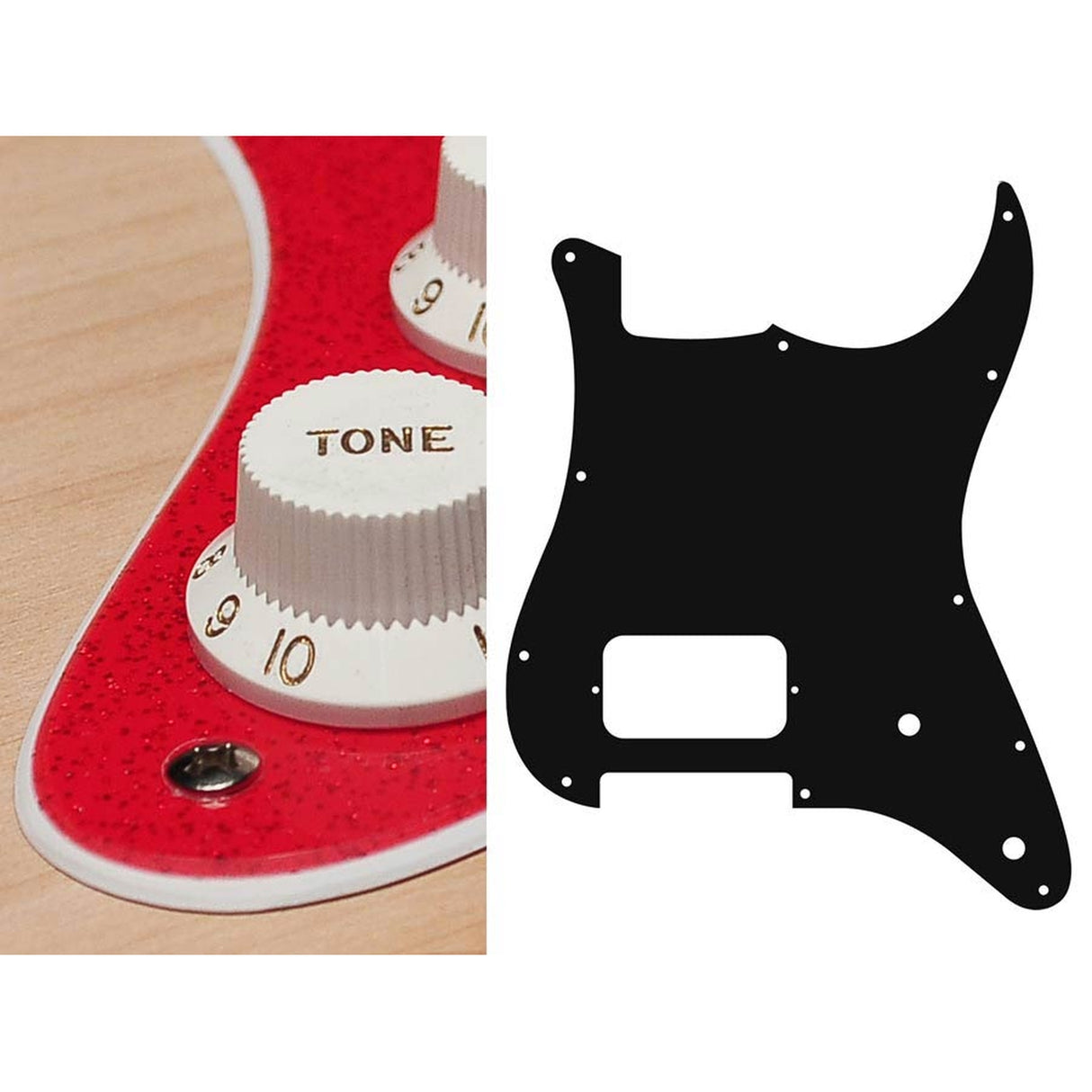 Boston ST-244-SRD pickguard, Stallion, H, 2 pot holes, 2 ply, sparkling red