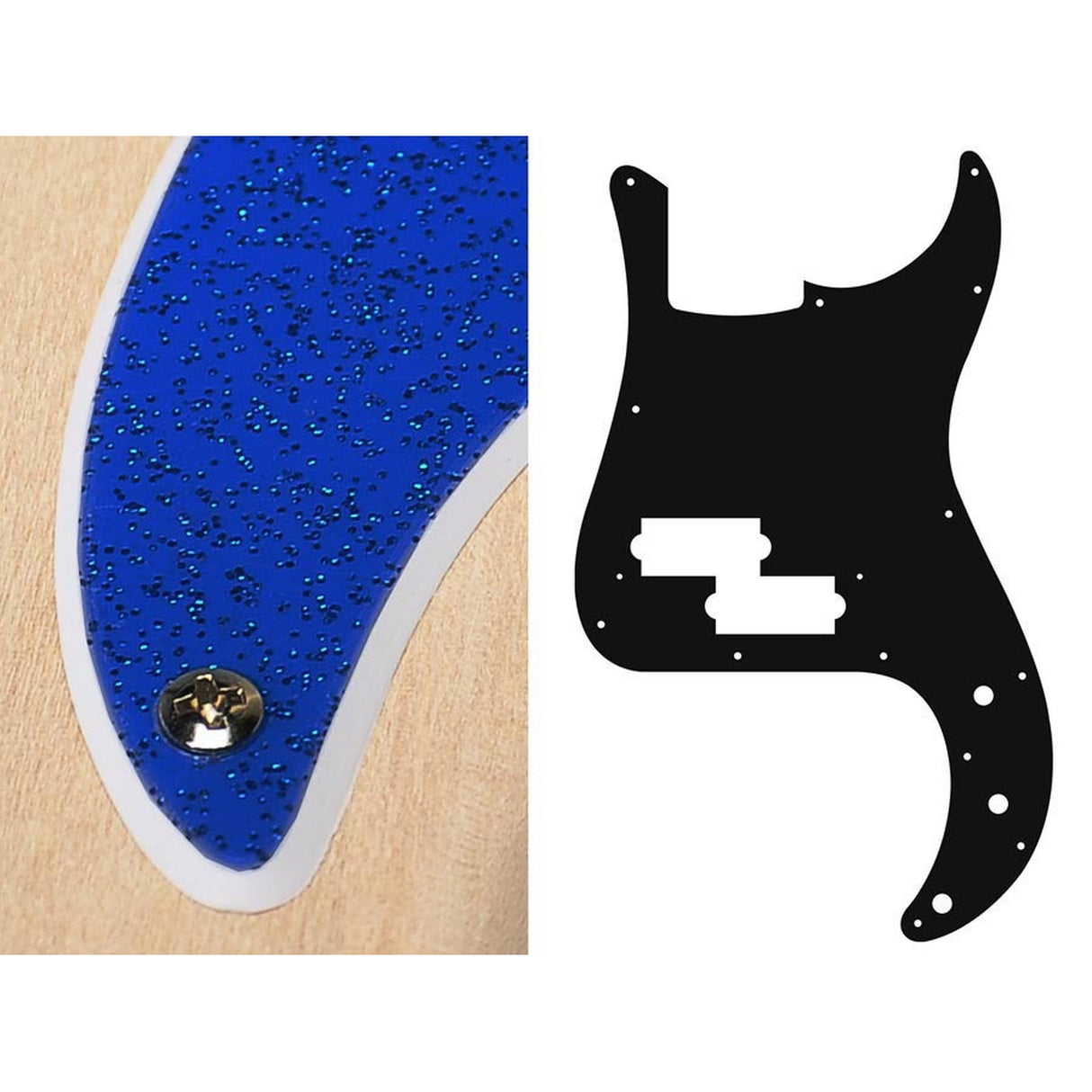 Boston PB-215-SBU pickguard, Puncher bass, standard, 2 ply, sparkling blue