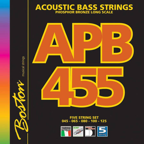 Boston APB-455 snaren set acoustic, bass 5-snaar phosphor bronze, medium, 045-065-080-100-125 longscale