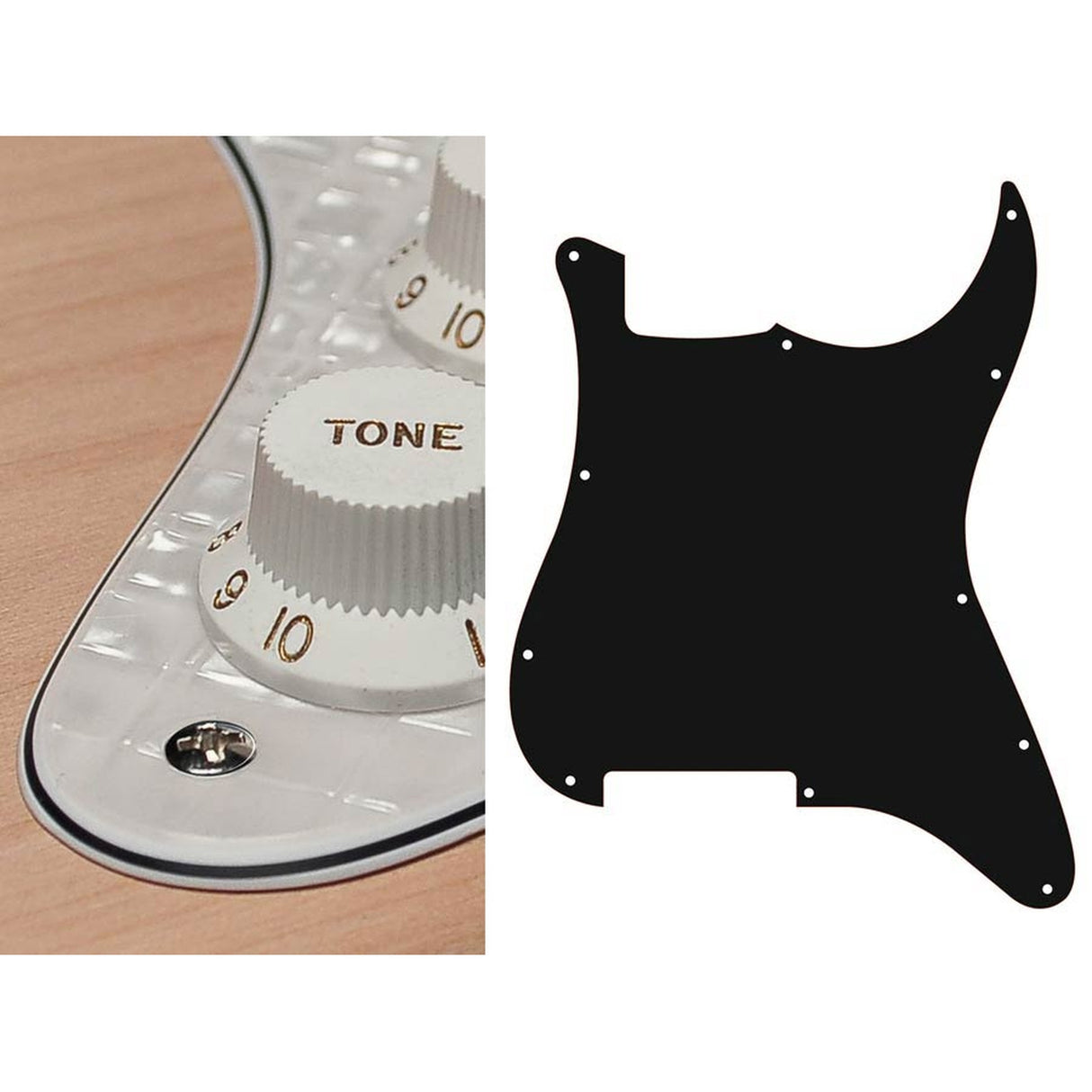 Boston ST-400-PWW pickguard, Stallion, no holes only screw holes , 4 ply, pearl white webbing