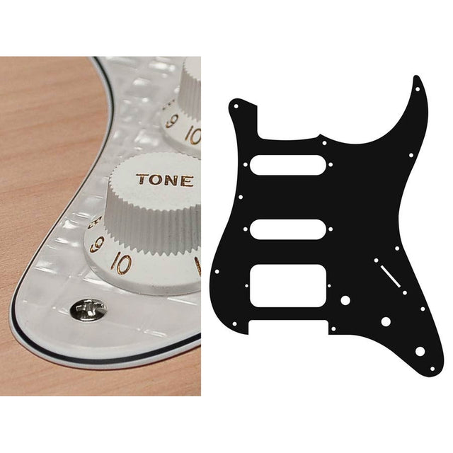 Boston ST-423-PWW pickguard, Stallion, SSH, 3 pot holes, 3-5 switch, 4 ply, pearl white webbing