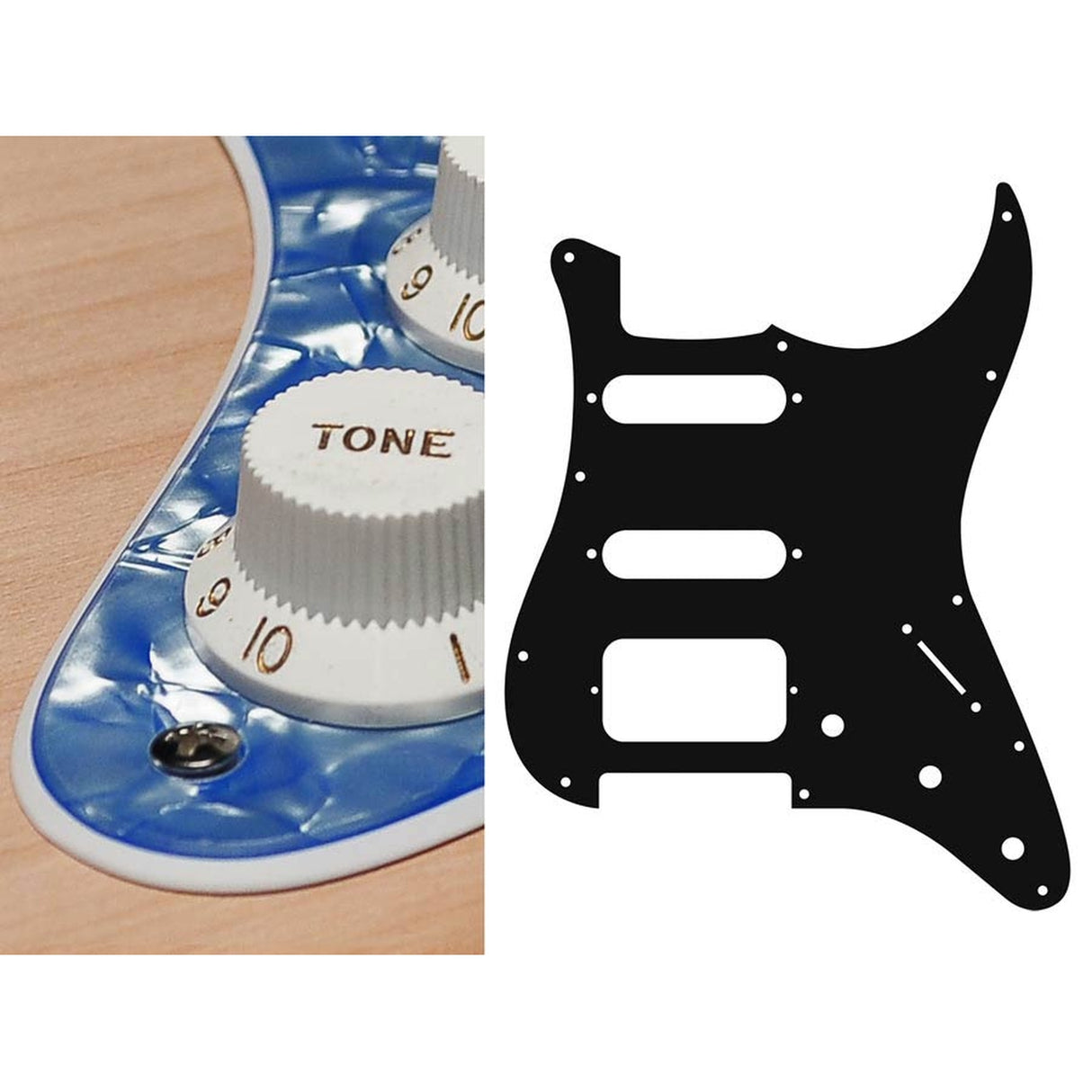 Boston ST-223-POB pickguard, Stallion, SSH, 3 pot holes, 3-5 switch, 2 ply, pearl ocean blue