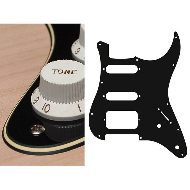 Boston ST-322-BC pickguard, Stallion, SSH, 2 pot holes, 3-5 switch, 3 ply, black and cream