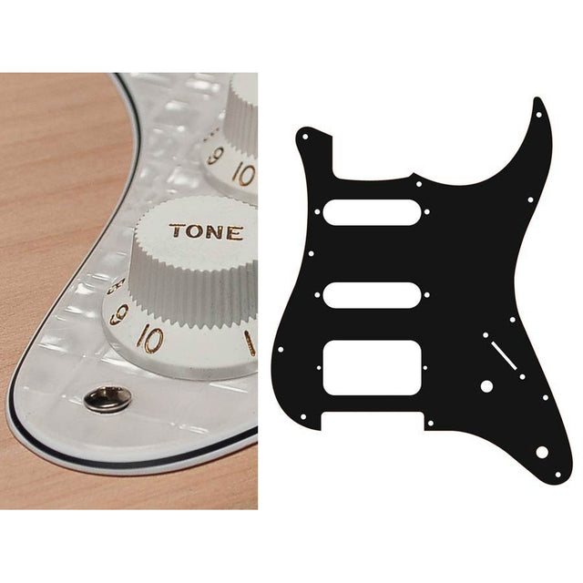 Boston ST-422-PWW pickguard, Stallion, SSH, 2 pot holes, 3-5 switch, 4 ply, pearl white webbing