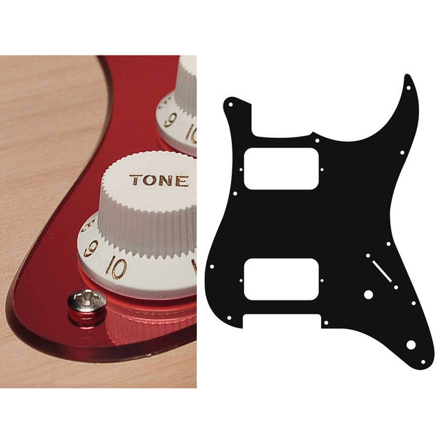 Boston ST-232-MR pickguard, Stallion, HH, 2 pot holes, 3-5 switch, 2 ply, mirror red