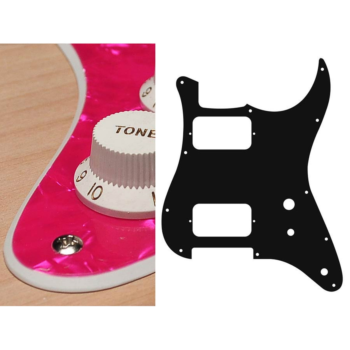 Boston ST-231-PP pickguard, Stallion, HH, 2 pot holes, toggle switch, 2 ply, pearl pink