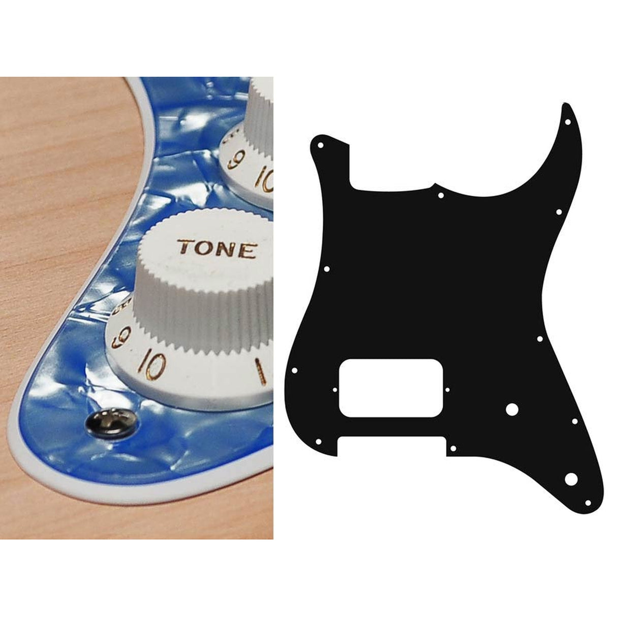 Boston ST-244-POB pickguard, Stallion, H, 2 pot holes, 2 ply, pearl ocean blue