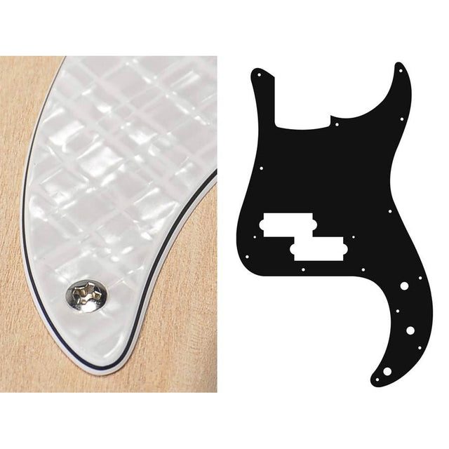 Boston PB-415-PWW pickguard, Puncher bass, standard, 4 ply, pearl white webbing