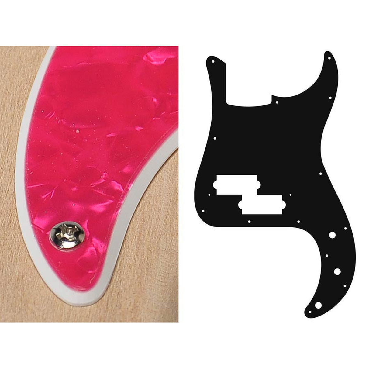 Boston PB-215-PP pickguard, Puncher bass, standard, 2 ply, pearl pink