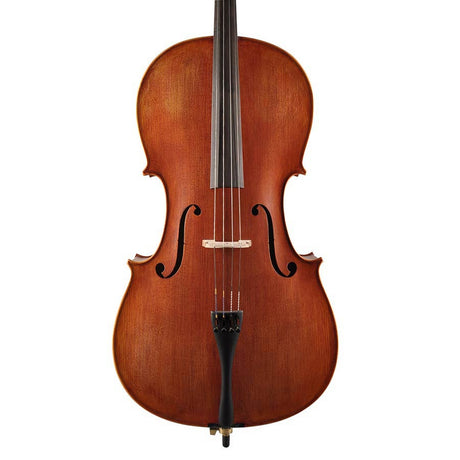 Leonardo LC-2744-M cello set 4/4, geheel massief, mat nitro, mooi gevlamd, ebben toebehoren, incl. tas en strijkstok