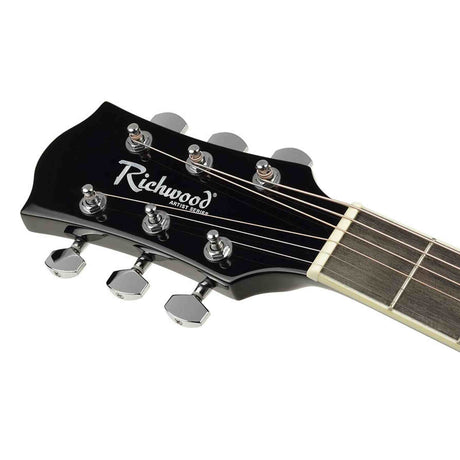 Richwood RD-12LCEBK Artist Series Linkshandige Akoestische Gitaar dreadnought cutaway met actieve EQ zwart