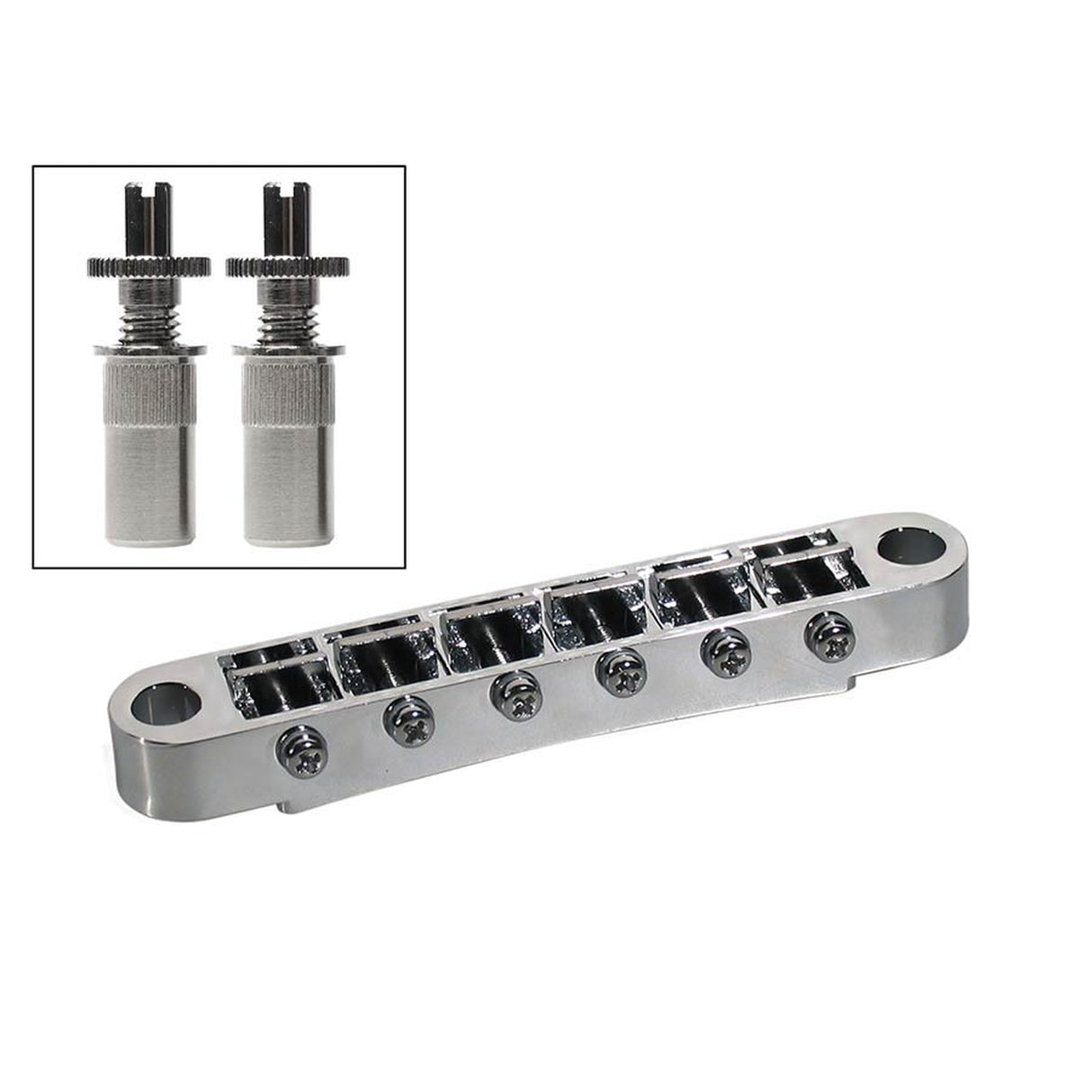 Boston B-162-C brug voor e-gitaar, "tune'o matic", chroom, stud spacing 73,0mm, stud diam 6,5mm