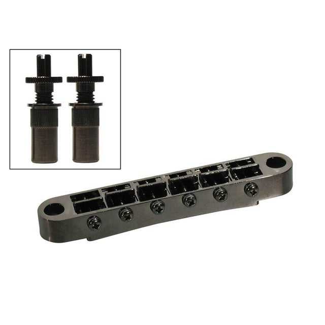 Boston B-162-B brug voor e-gitaar, "tune'o matic", zwart, stud spacing 73,0mm, stud diam 6,5mm