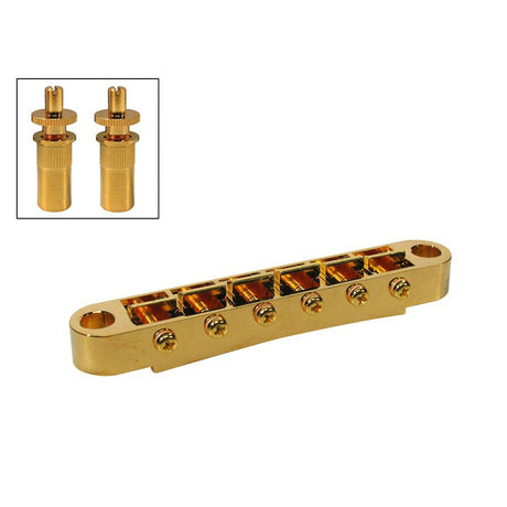 Boston B-162-G brug voor e-gitaar, "tune'o matic", goud, stud spacing 73,0mm, stud diam 6,5mm