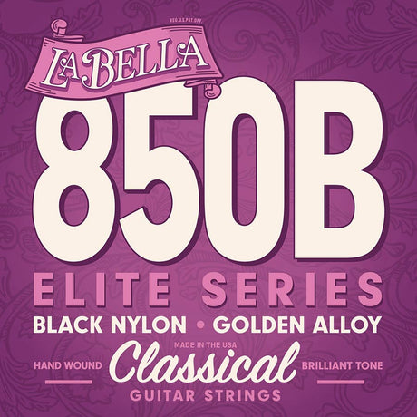 La Bella L-850B snaren set classic, 028-032-040-029-034-041, black nylon trebles & gold basses