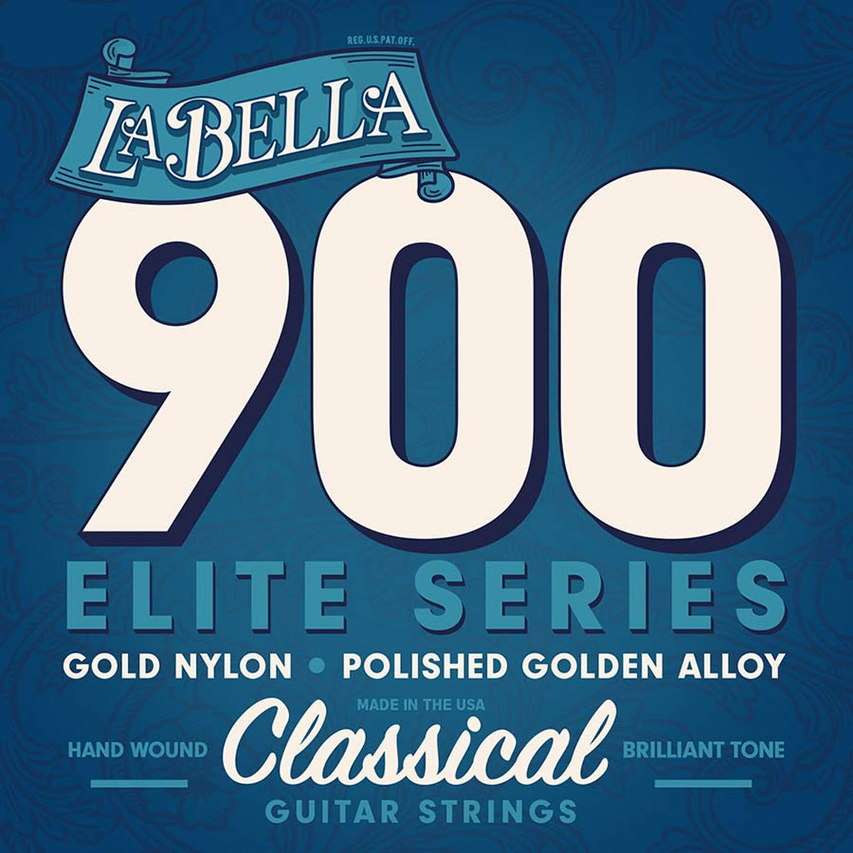 La Bella L-900 snaren set classic, gold nylon trebles & gold polished basses