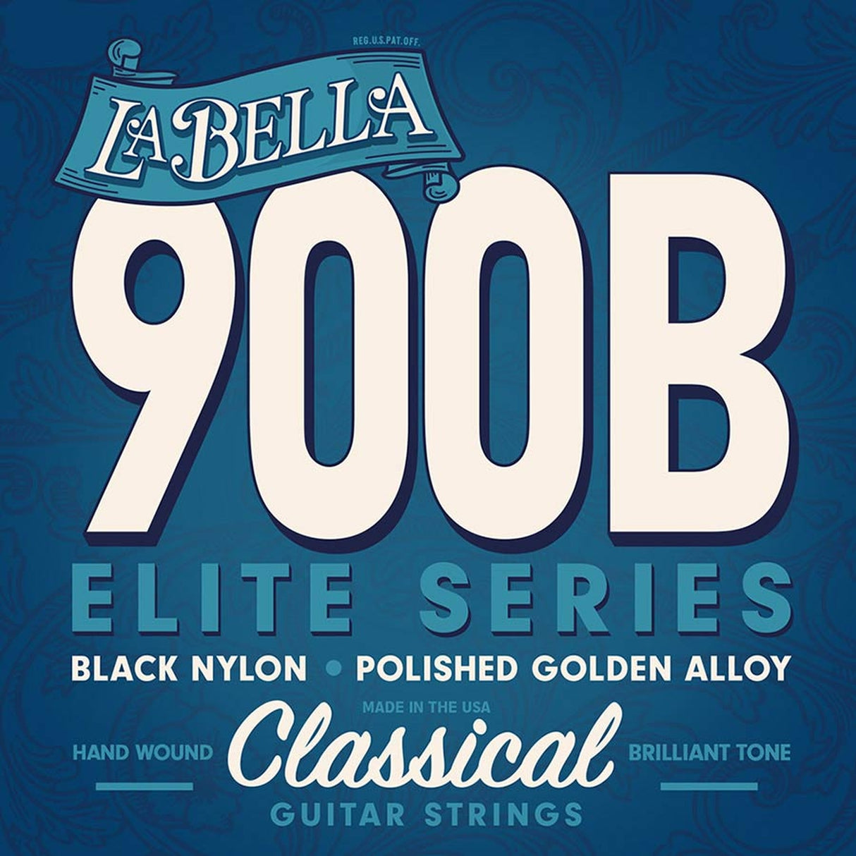 La Bella L-900B snaren set classic, black nylon trebles & gold polished basses