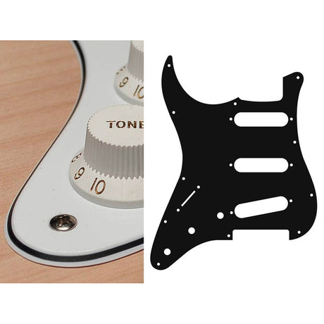 Boston SL-313-W pickguard, Stallion, standard, SSS, 3 pot holes, 3-5 switch, lefthanded, 3 ply, white