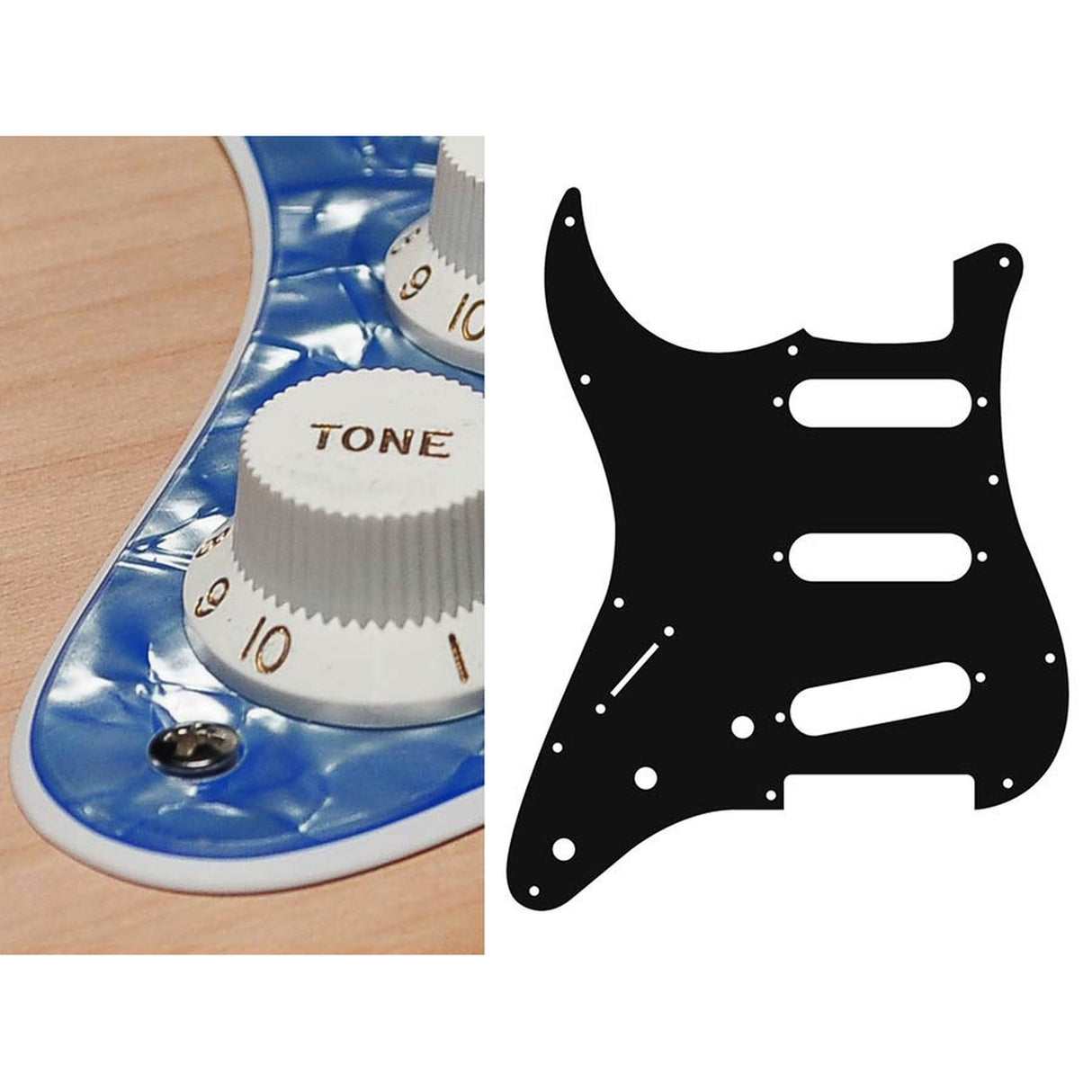 Boston SL-213-POB pickguard, Stallion, standard, SSS, 3 pot holes, 3-5 switch, lefthanded, 2 ply, pearl ocean blue