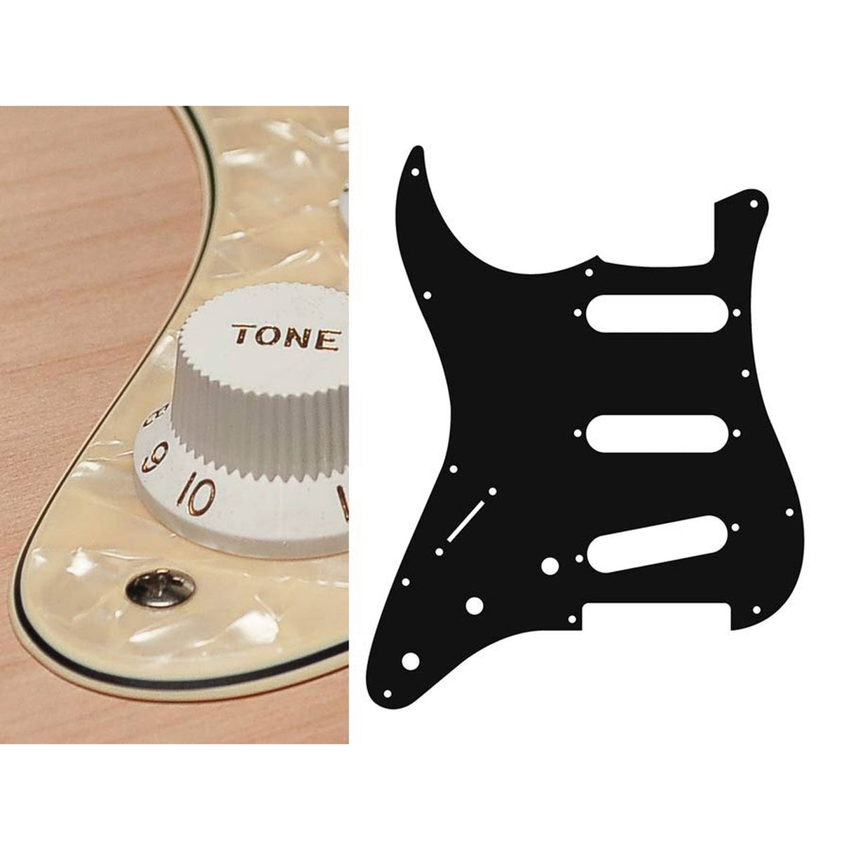 Boston SL-313-PC pickguard, Stallion, standard, SSS, 3 pot holes, 3-5 switch, lefthanded, 3 ply, pearl cream