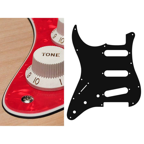 Boston SL-313-PR pickguard, Stallion, standard, SSS, 3 pot holes, 3-5 switch, lefthanded, 3 ply, pearl red