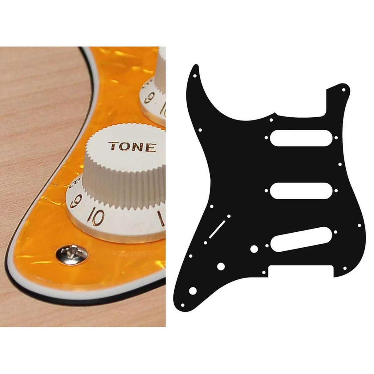 Boston SL-313-PY pickguard, Stallion, standard, SSS, 3 pot holes, 3-5 switch, lefthanded, 3 ply, pearl yellow