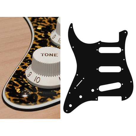 Boston SL-313-RP pickguard, Stallion, standard, SSS, 3 pot holes, 3-5 switch, lefthanded, 3 ply, tiger pearl