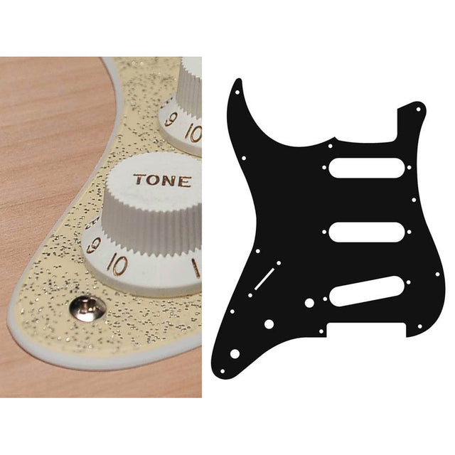 Boston SL-213-SGD pickguard, Stallion, standard, SSS, 3 pot holes, 3-5 switch, lefthanded, 2 ply, sparkling gold