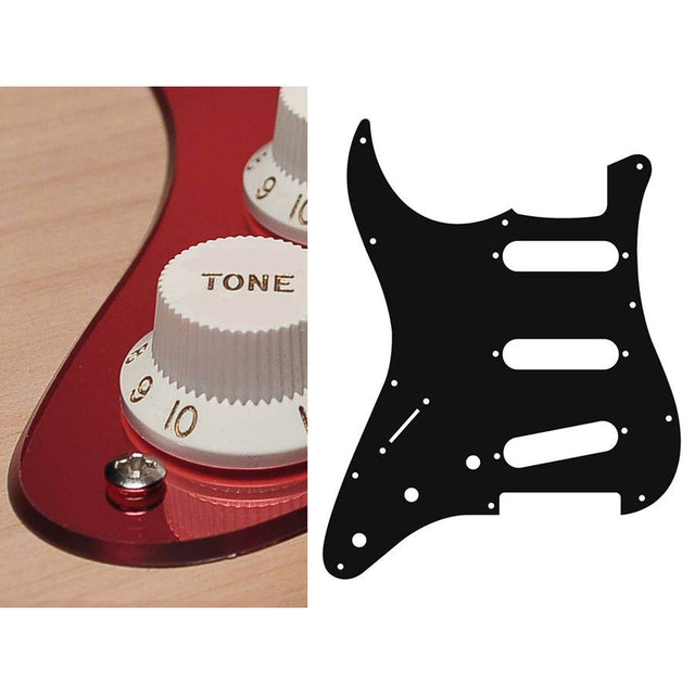 Boston SL-213-MR pickguard, Stallion, standard, SSS, 3 pot holes, 3-5 switch, lefthanded, 2 ply, mirror red