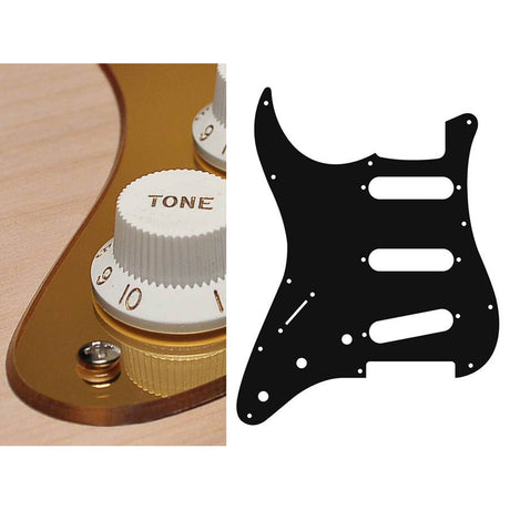 Boston SL-213-MG pickguard, Stallion, standard, SSS, 3 pot holes, 3-5 switch, lefthanded, 2 ply, mirror gold