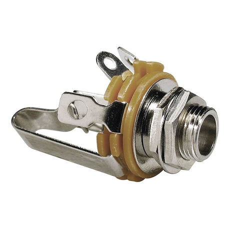 Switchcraft SC-12B chassis connector jack, 3-pole, nickel, 6,3mm, .276 bushing depth, 3/8" 32 thread