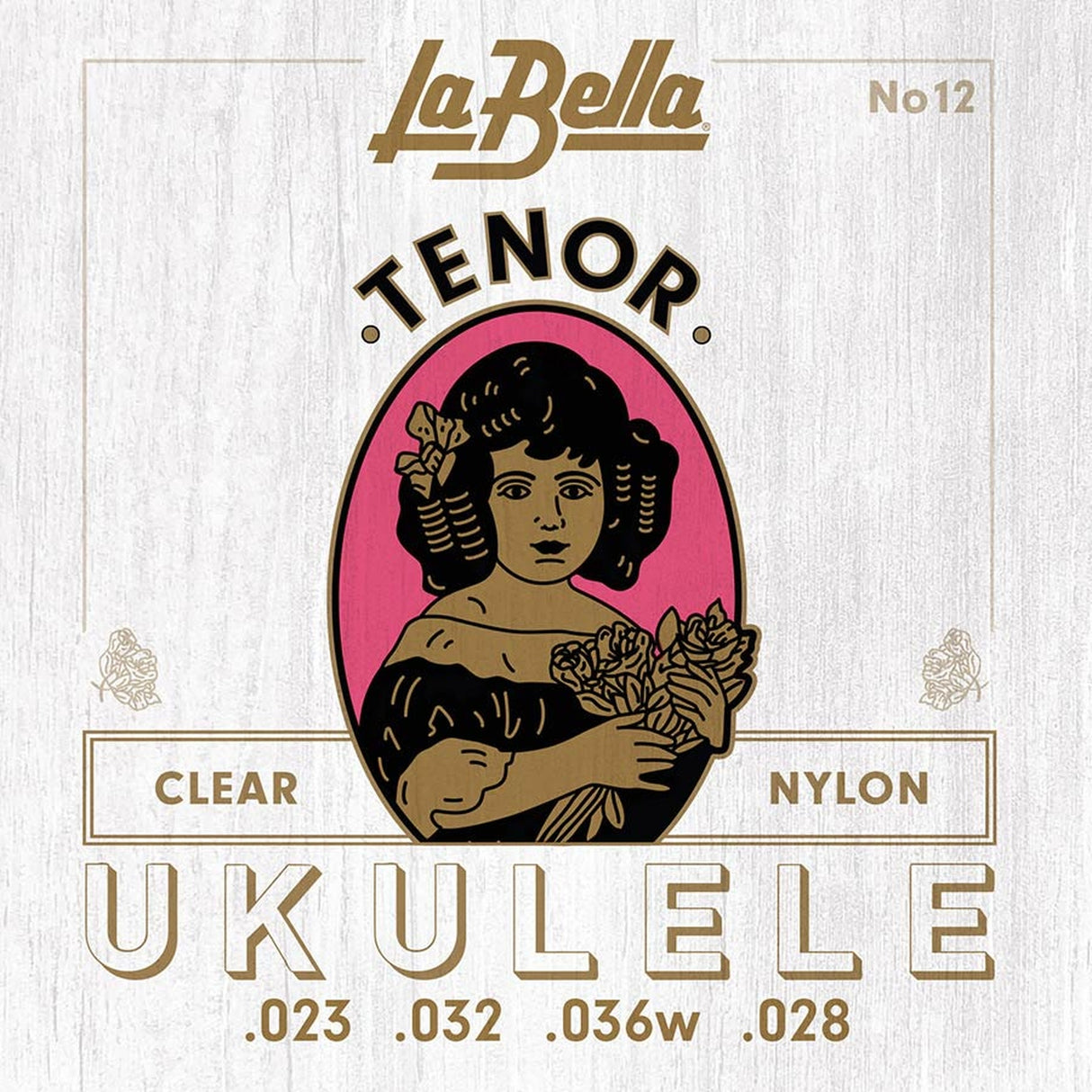 La Bella L-12 snaren set tenor ukulele, clear nylon, aluminum wound 3rd, 023-032-036W-028