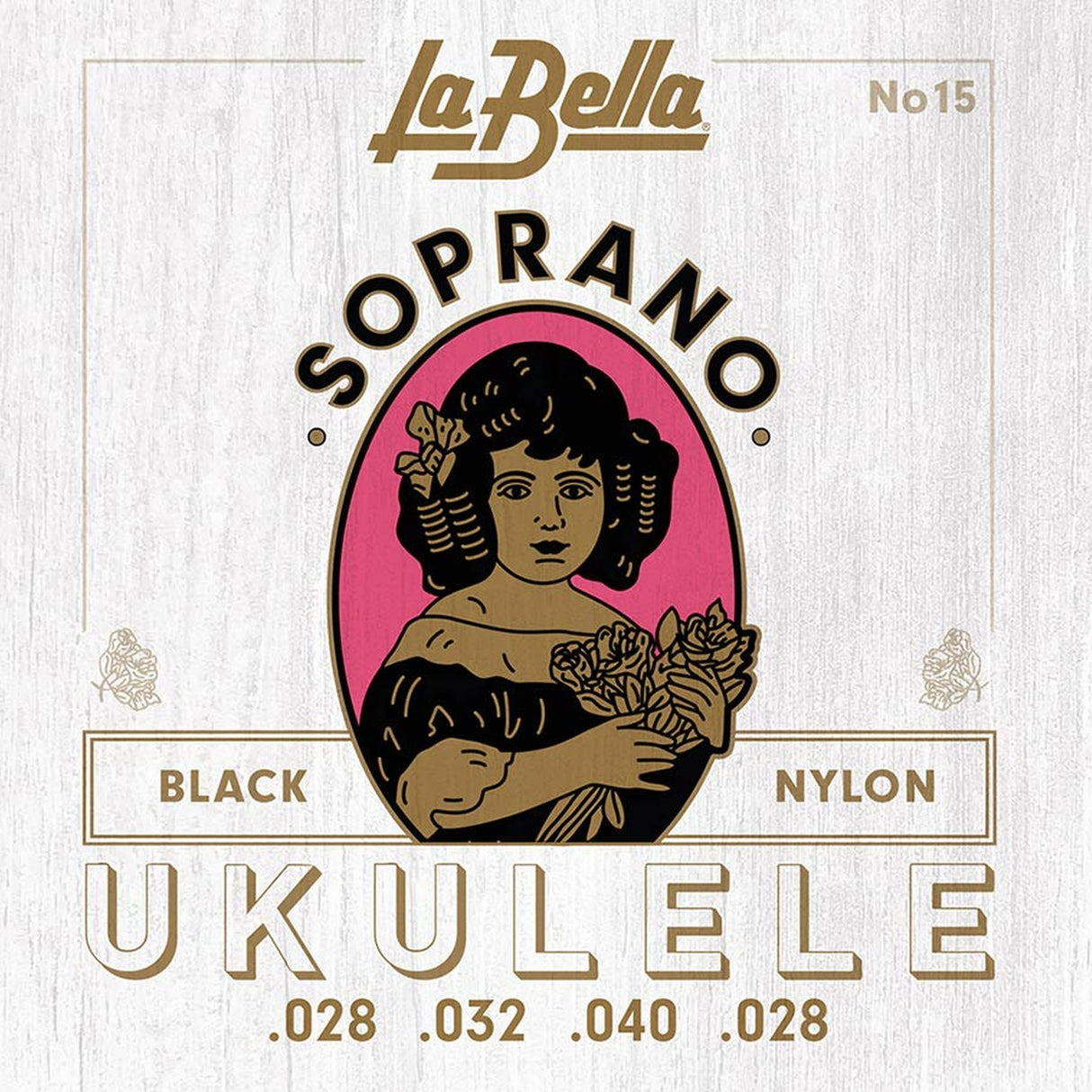 La Bella L-15 snaren set sopraan ukulele, black nylon, 028-032-040-028