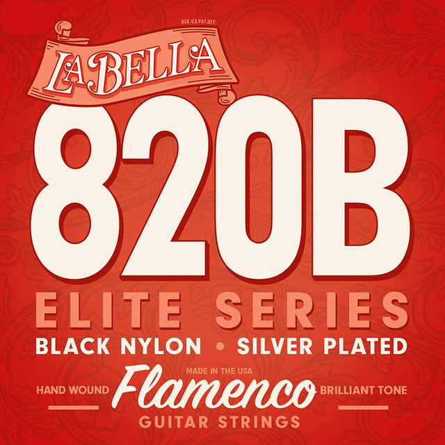 La Bella L-820B snaren set classic/flamenco, black nylon trebles & silverplated basses