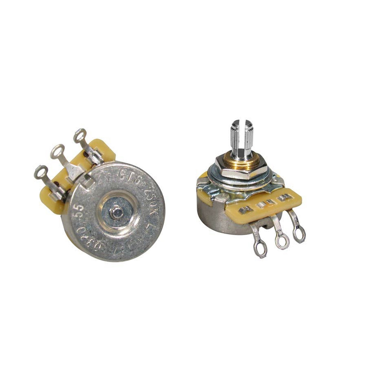 CTS USA CTS250-B55 potentiometer, short .250" bushing for pg mount, 3/8" diam. dished back, 250K linear