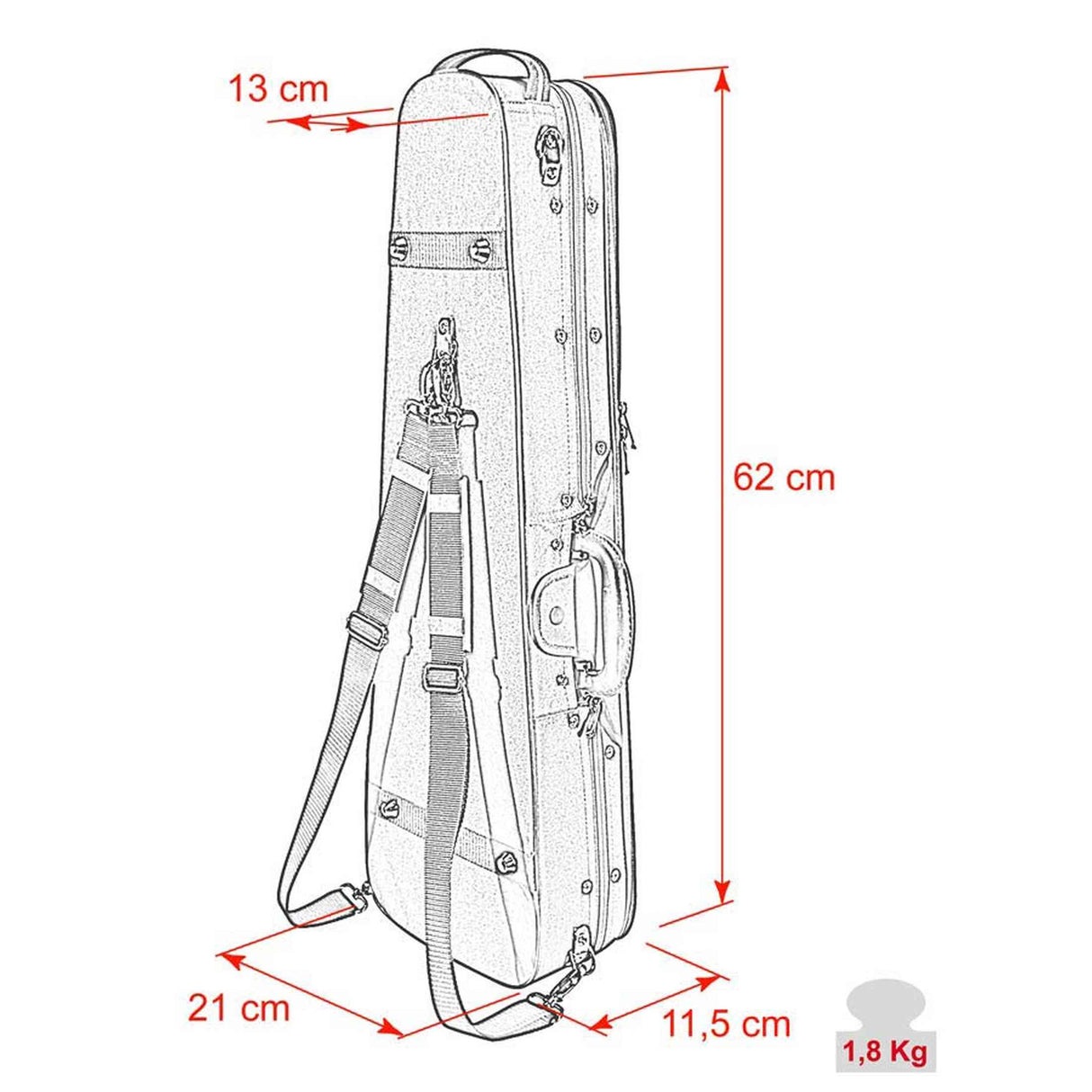 Leonardo VC-1414-BU Student Series vioolkoffer gevormd 1/4 hout zwart
