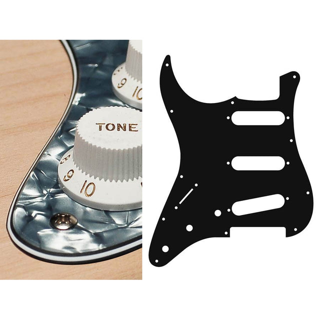 Boston SL-413-PB pickguard, Stallion, standard, SSS, 3 pot holes, 3-5 switch, lefthanded, 4 ply, pearl black