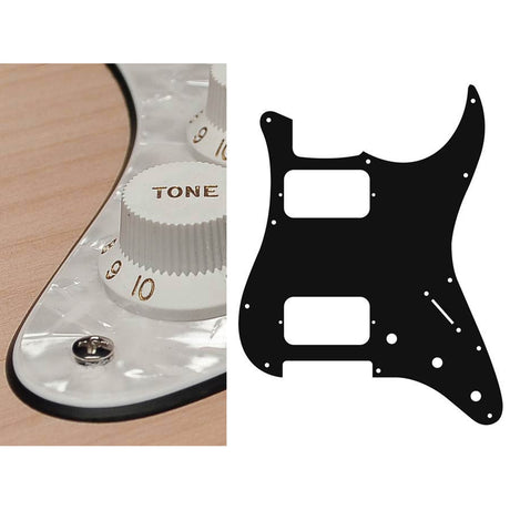 Boston ST-433-PW pickguard, Stallion, HH, 3 pot holes, 3-5 switch, 4 ply, pearl white