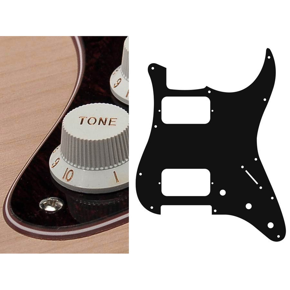 Boston ST-433-TD pickguard, Stallion, HH, 3 pot holes, 3-5 switch, 4 ply, tortoise dark