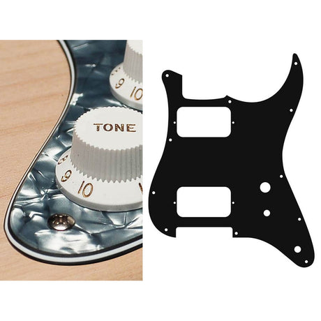 Boston ST-431-PB pickguard, Stallion, HH, 2 pot holes, toggle switch, 4 ply, pearl black