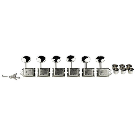 Wilkinson 162-NL machine heads for guitar, vintage F-style, 6x left, split shaft, nickel