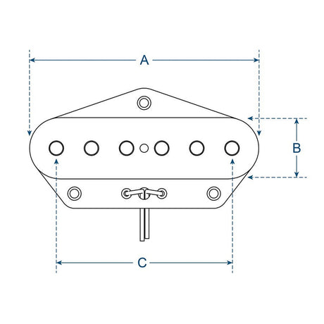 Boston VTE-52-B enkele spoel pickup, Alnico 5 staven, zwart vezel bobijn, gewaxte formvar draad, 9.0K brug